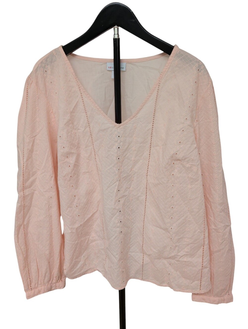 Retail $44 Liz Claiborne Pink Embroidered Cotton Blouse